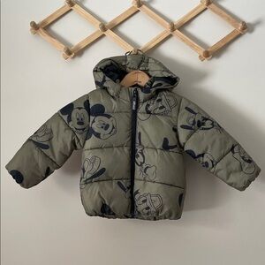 Kids size 2 Mickey Mouse Disney Olive Green Puffer Jacket